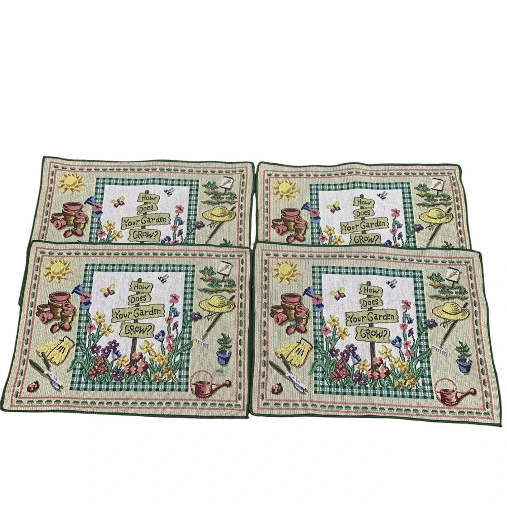 Garden Tapestry Placemats Set of 4 How Does Your Garden Grow Table Decor